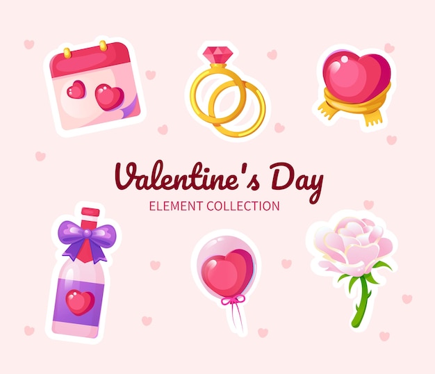 Vector lindas pegatinas para el día de san valentín