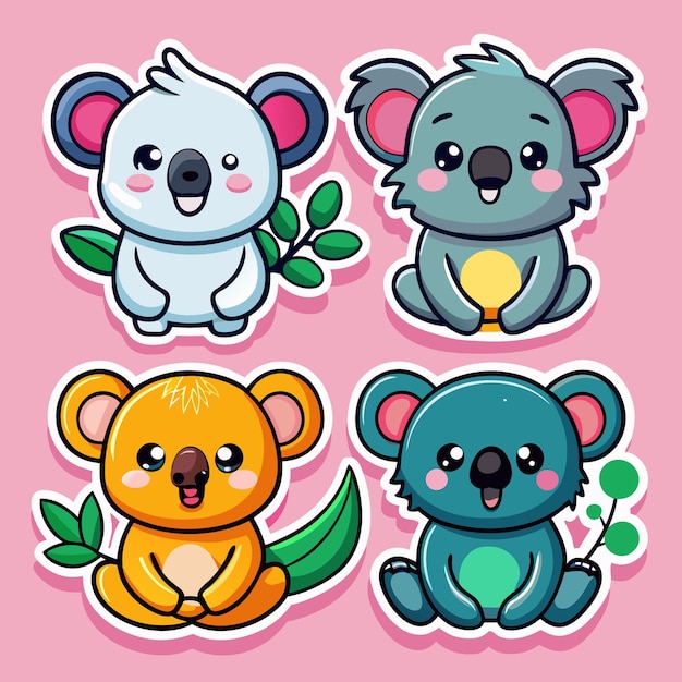 Las lindas pegatinas de koala las adorables ilustraciones de animales