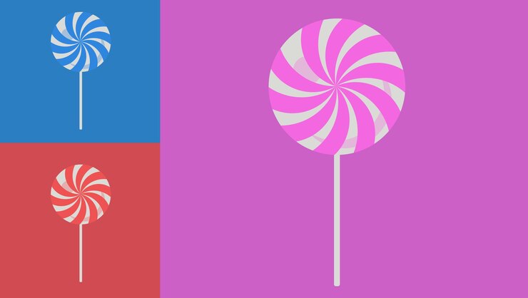 lindas piruletas en espiral de diferentes colores