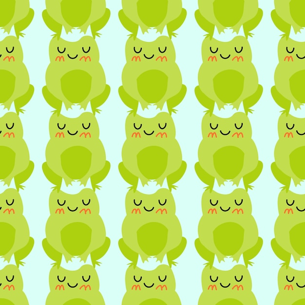 Lindas ranas de dibujos animados Sapos verdes enamorados Personajes animales vectoriales patrón sin costuras de sapo anfibio