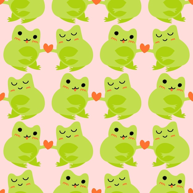 Lindas ranas de dibujos animados Sapos verdes enamorados