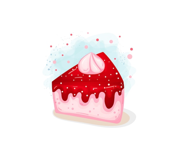 Lindas rebanadas de pastel rosa. Deliciosos pasteles en estilo dibujado a mano
