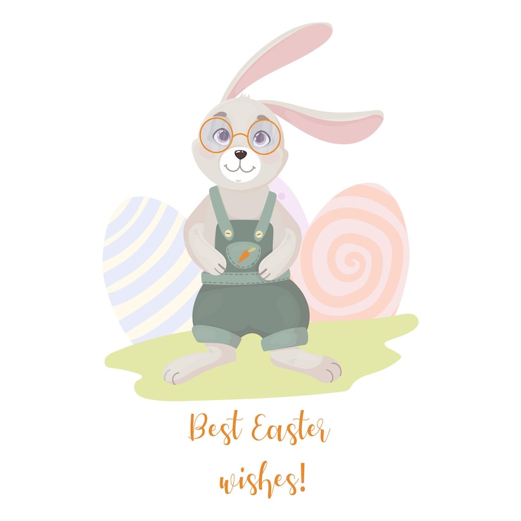 Vector lindas tarjetas para pascua diseño dibujado a mano de la tarjeta de felicitación de primavera felices vacaciones primavera conejos ilustración vectorial