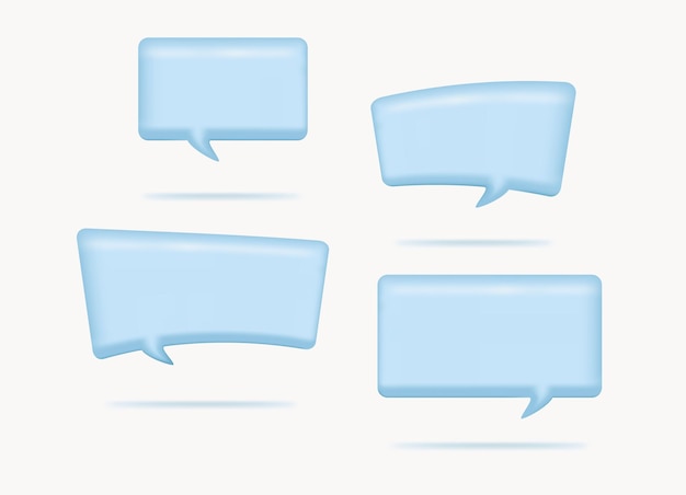Lindo 3d burbuja azul hablar chat comunicación conjunto icono ilustración en forma cuadrada redondeada