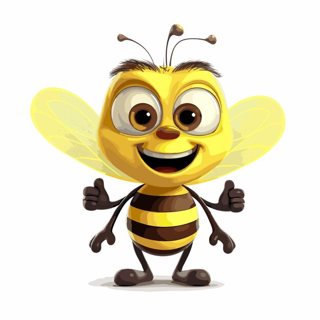 Vector lindo, abeja, caricatura, vector, icono, ilustración, animal, naturaleza, logotipo, concepto, aislado