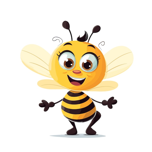 lindo, abeja, caricatura, vector, icono, ilustración, animal, naturaleza, logotipo, concepto, aislado