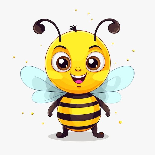 Lindo, abeja, caricatura, vector, icono, ilustración, animal, naturaleza, logotipo, concepto, aislado