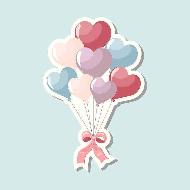Lindo adhesivo de amor vectorial globos del día de San Valentín icono vectorial romántico en colores pastel