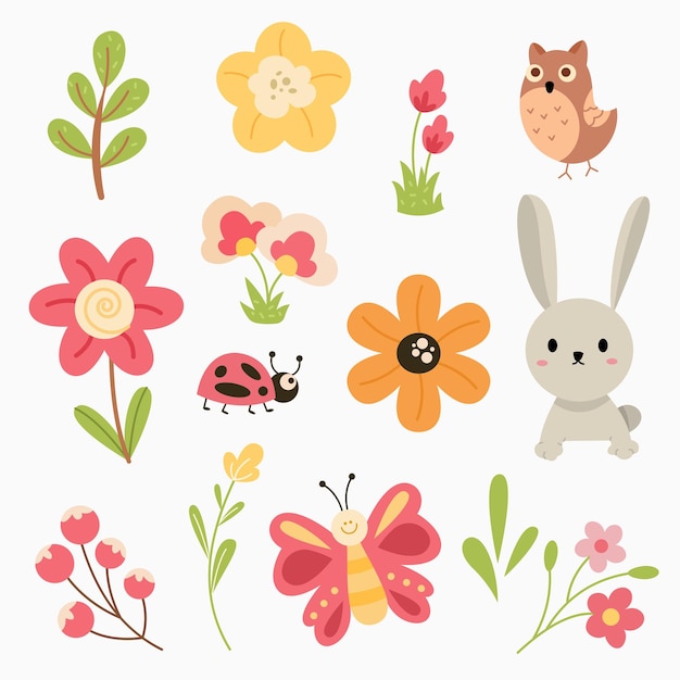 El lindo adhesivo de la temporada de primavera dibujado a mano