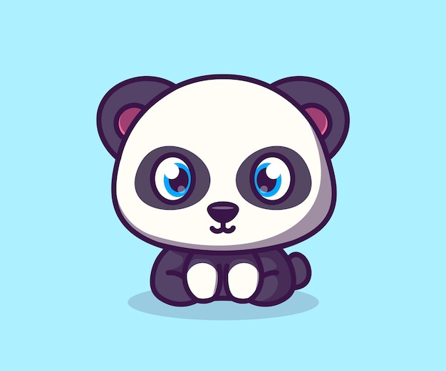 lindo adorable bebé panda ilustración mascota icono plano estilo de dibujos animados
