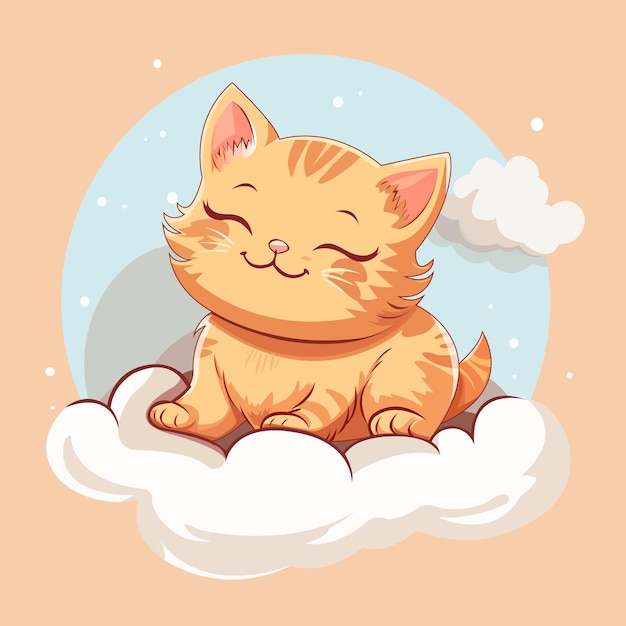 lindo, adorable, gato, vector, ilustración