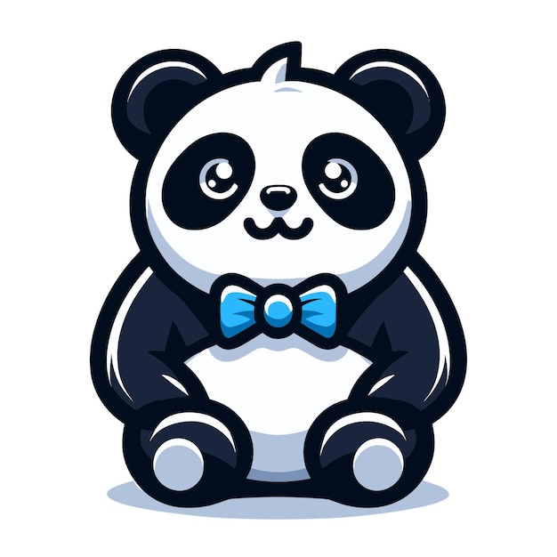 Lindo y adorable panda personaje de dibujos animados ilustración vectorial divertido animal asiático chino bebé panda