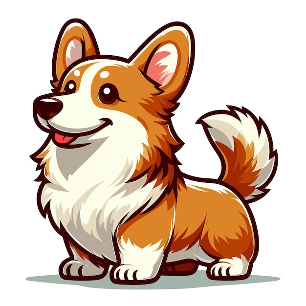 Lindo y adorable perro corgi personaje de dibujos animados ilustración vectorial animal de compañía gracioso cachorro corgi