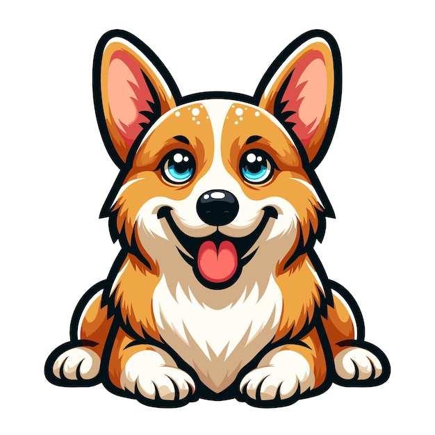 Lindo y adorable perro corgi personaje de dibujos animados ilustración vectorial animal de compañía gracioso cachorro corgi