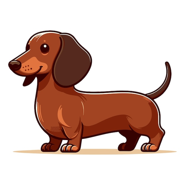 Vector lindo y adorable perro dachshund personaje de dibujos animados ilustración vectorial animal de compañía gracioso cachorro de dachshund