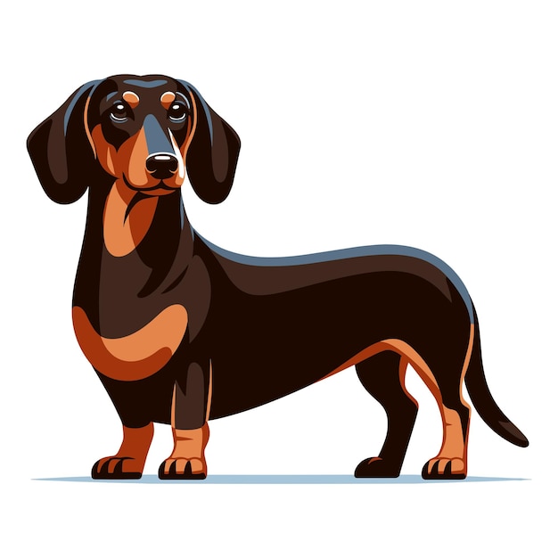 Vector lindo y adorable perro dachshund personaje de dibujos animados ilustración vectorial animal de compañía gracioso cachorro de dachshund