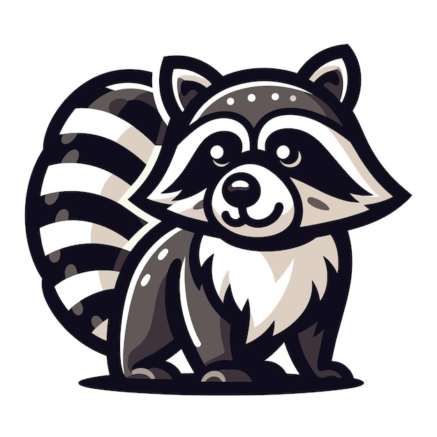 Lindo y adorable personaje de dibujos animados de mapaches ilustración vectorial graciosa de la plantilla de diseño plano del mapaches
