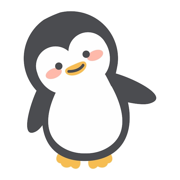 lindo, adorable, pingüino, caricatura, garabato