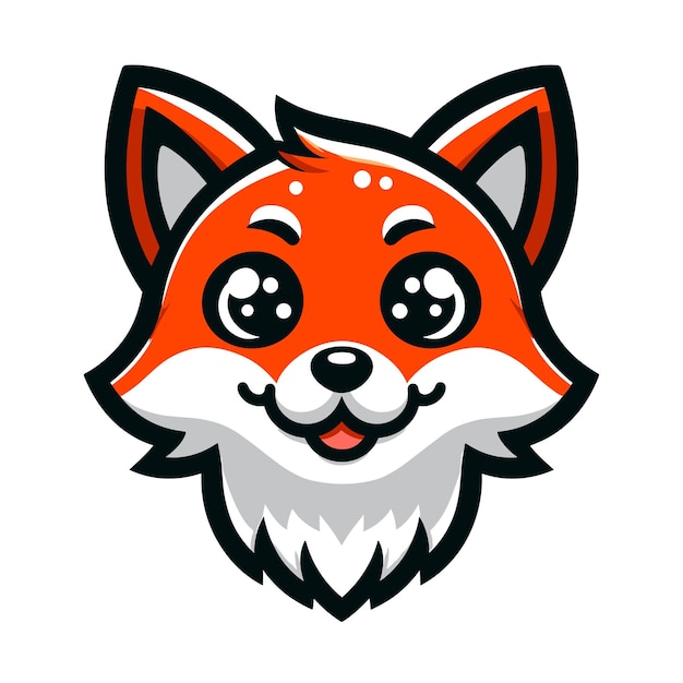 Lindo y adorable rostro de cabeza de zorro personaje de dibujos animados ilustración vectorial divertido lobo zorro diseño plano