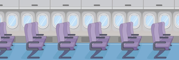 Lindo y agradable diseño de Airplane Inside con muebles y diseño de vectores de objetos interiores