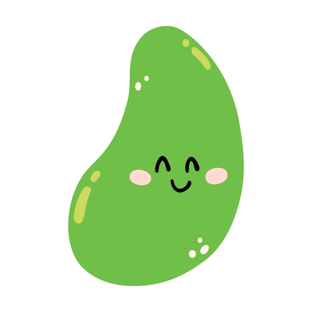 Lindo aguacate dibujado a mano sonriendo Kawaii personaje de fruta gracioso para niños