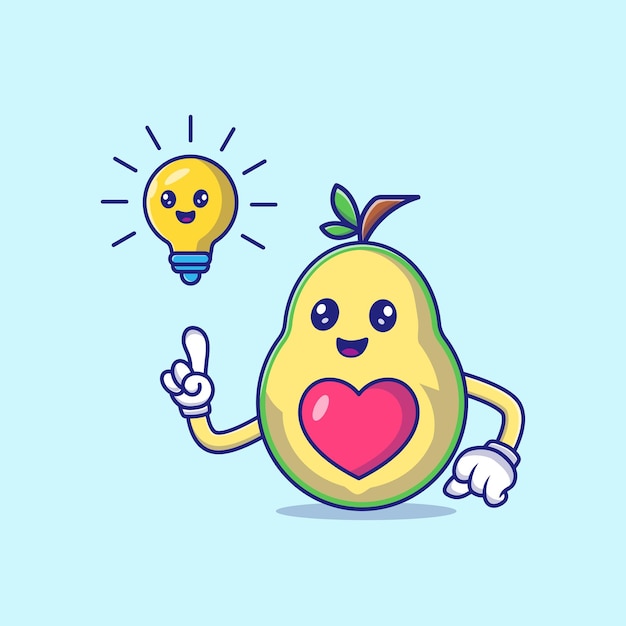 Lindo aguacate que tiene una idea Ilustración de icono vectorial