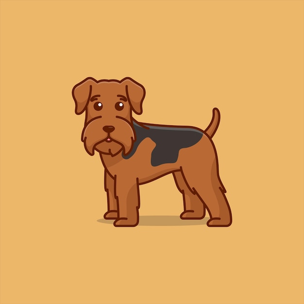 Lindo airedale terrier simple dibujos animados vector ilustración perro razas naturaleza concepto icono aislado