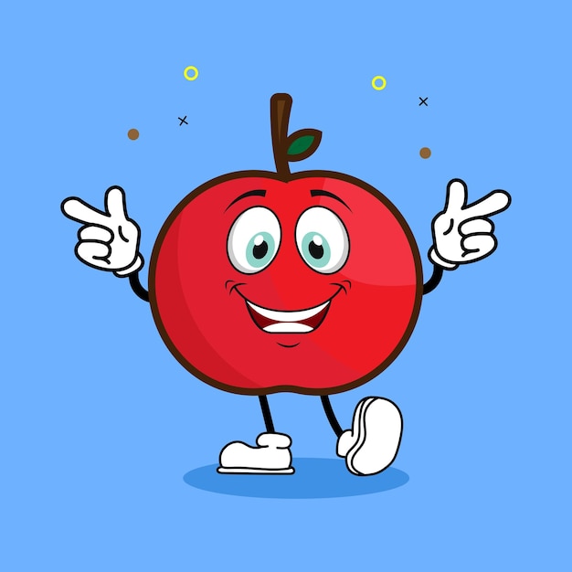 Lindo y alegre personaje de manzana.
