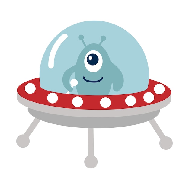 Lindo alienígena en dibujos animados de nave espacial