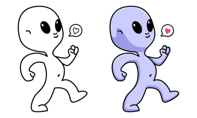 Lindo alienígena feliz página para colorear para niños