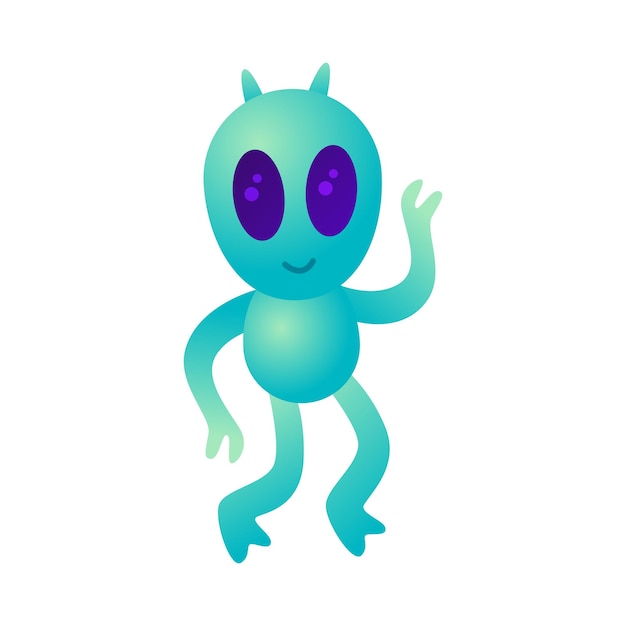El lindo alienígena con ojos enormes y la ilustración vectorial de la antena