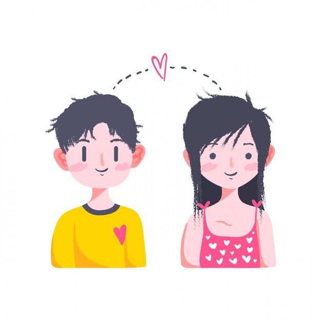 Vector lindo amor de san valentín pareja doodle