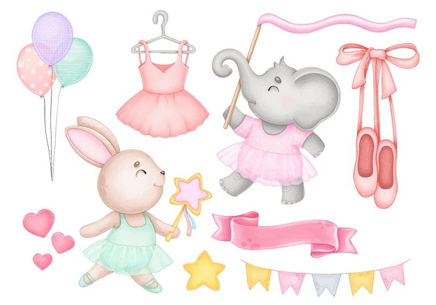 Vector lindo animal bailarina chicas clipart