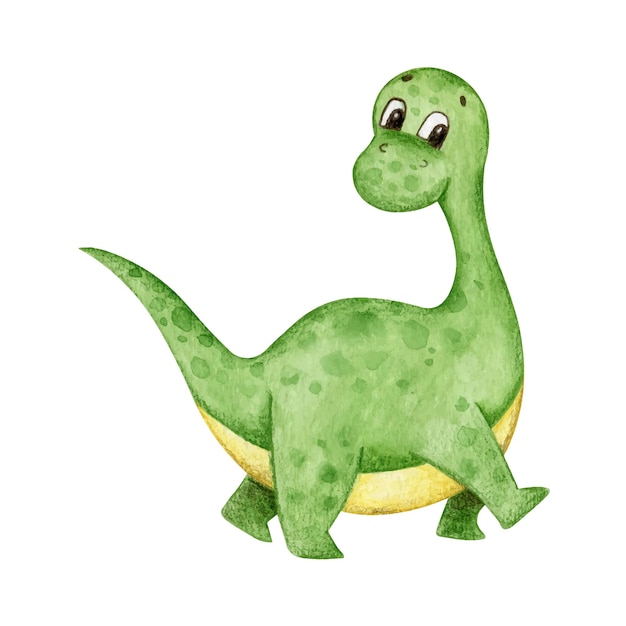 Lindo animal bebé dinosaurio Acuarela clipart elemento aislado sobre fondo blanco Illustartion para niños fiesta cumpleaños habitación infantil