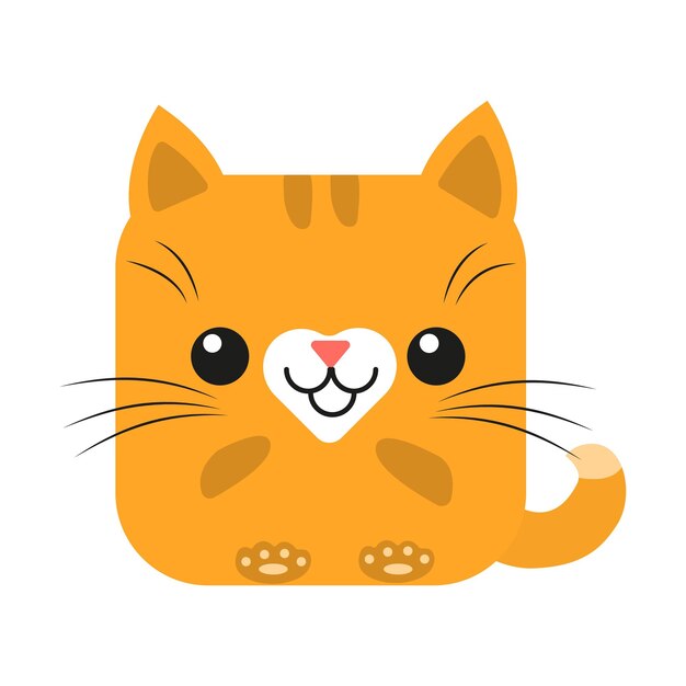 Lindo animal cara cuadrada Vector ilustración plana