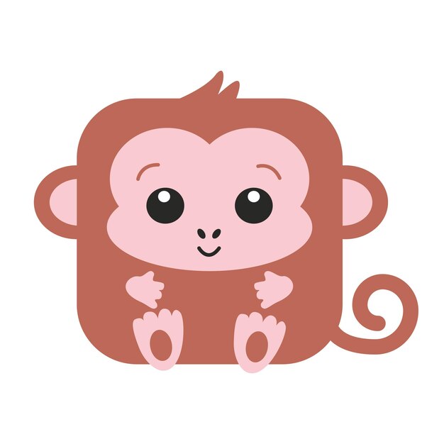 Lindo animal cara cuadrada Vector ilustración plana