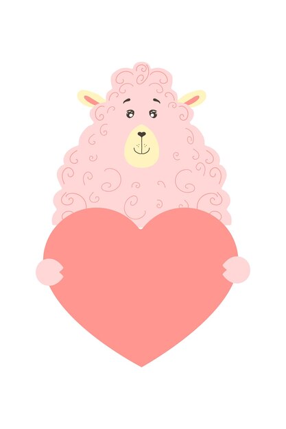 Lindo animal de dibujos animados tiene un signo de corazón con espacio de copia establecido tarjeta de felicitación del día de san valentín banner invitación folleto folleto estilo dibujado a mano de dibujos animados Pequeños animales mascotas enamoradas declaración de amor