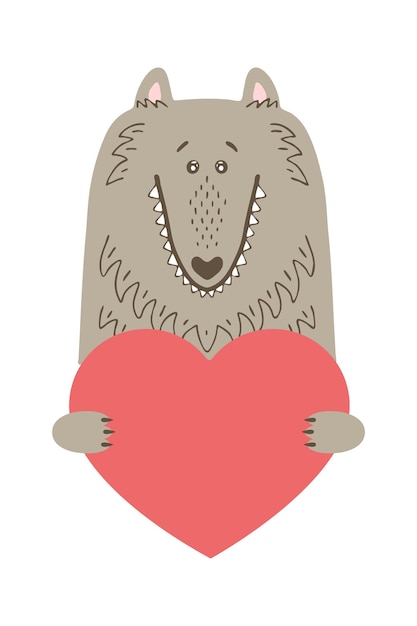 Vector lindo animal de dibujos animados tiene un signo de corazón con espacio de copia establecido tarjeta de felicitación del día de san valentín banner invitación folleto folleto estilo dibujado a mano de dibujos animados pequeños animales mascotas enamoradas declaración de amor