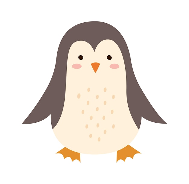 Lindo animal plano icono lindo pingüino de dibujos animados