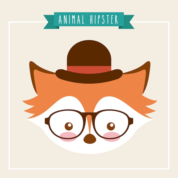 lindo animal con sombrero y gafas estilo hipster