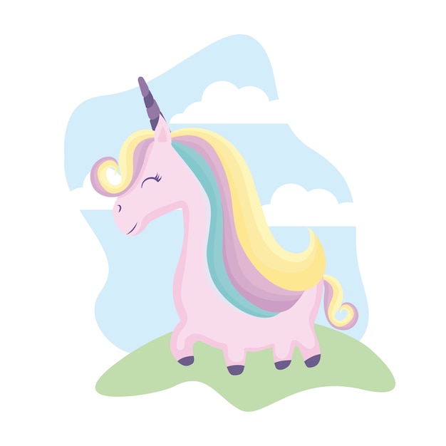 Lindo animal unicornio en paisaje