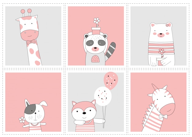 El lindo animalito. Bosquejo de dibujos animados estilo animal