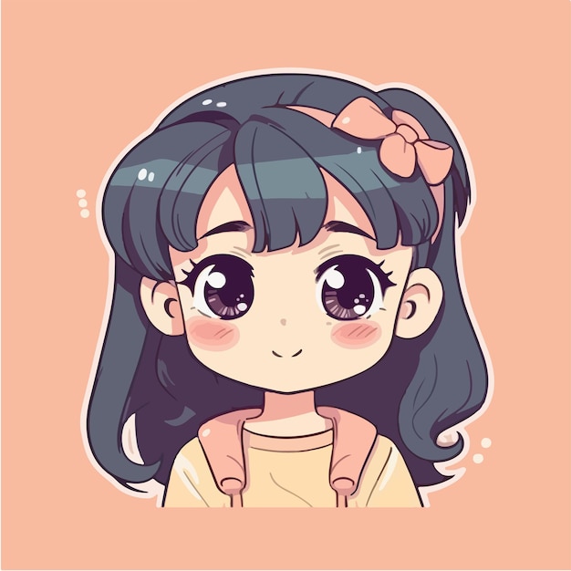 Lindo anime kawaii chica personaje de dibujos animados con ilustración vectorial