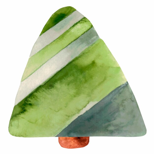 Lindo árbol de acuarela pintado a mano. Árbol de Navidad. Año Nuevo