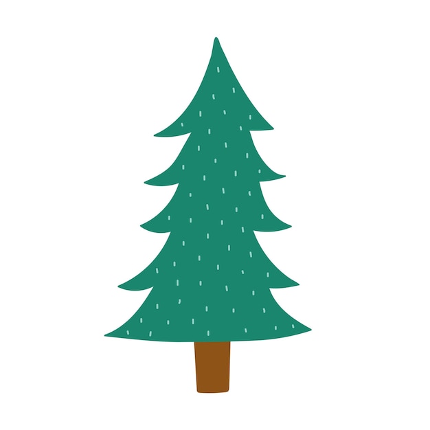 Lindo árbol de navidad elemento aislado en blanco. doodle pino de invierno para invitaciones de navidad, pancartas
