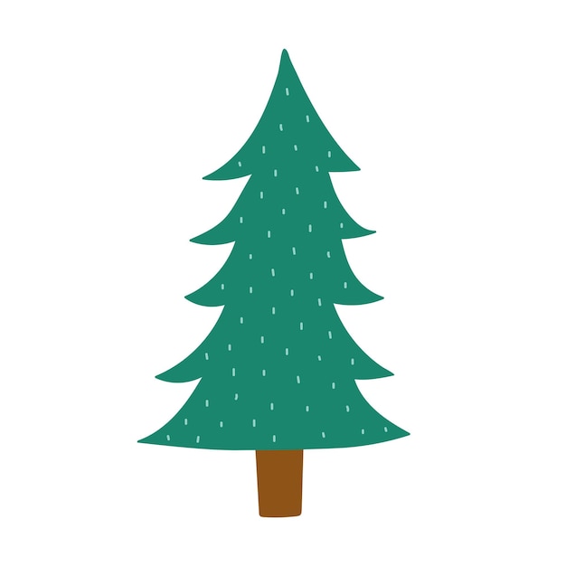 Lindo árbol de Navidad elemento aislado en blanco. Doodle pino de invierno para invitaciones de Navidad, pancartas