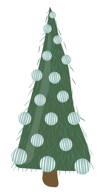 Lindo árbol de Navidad ilustración vectorial aislado sobre fondo blanco.