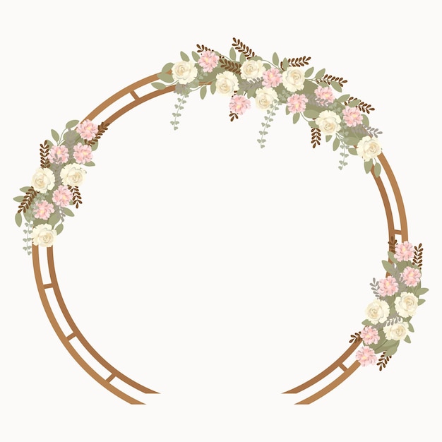 Vector lindo arco de boda con flores.