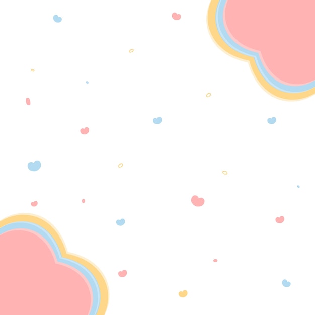 Lindo arco iris de fondo con corazones y nubes Vector