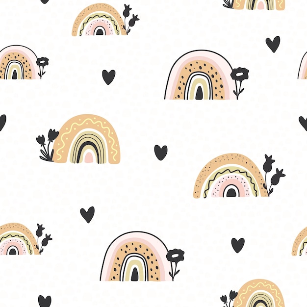 Lindo arco iris de patrones sin fisuras colores pastel estilo escandinavo Diseño de moda para guardería infantil
